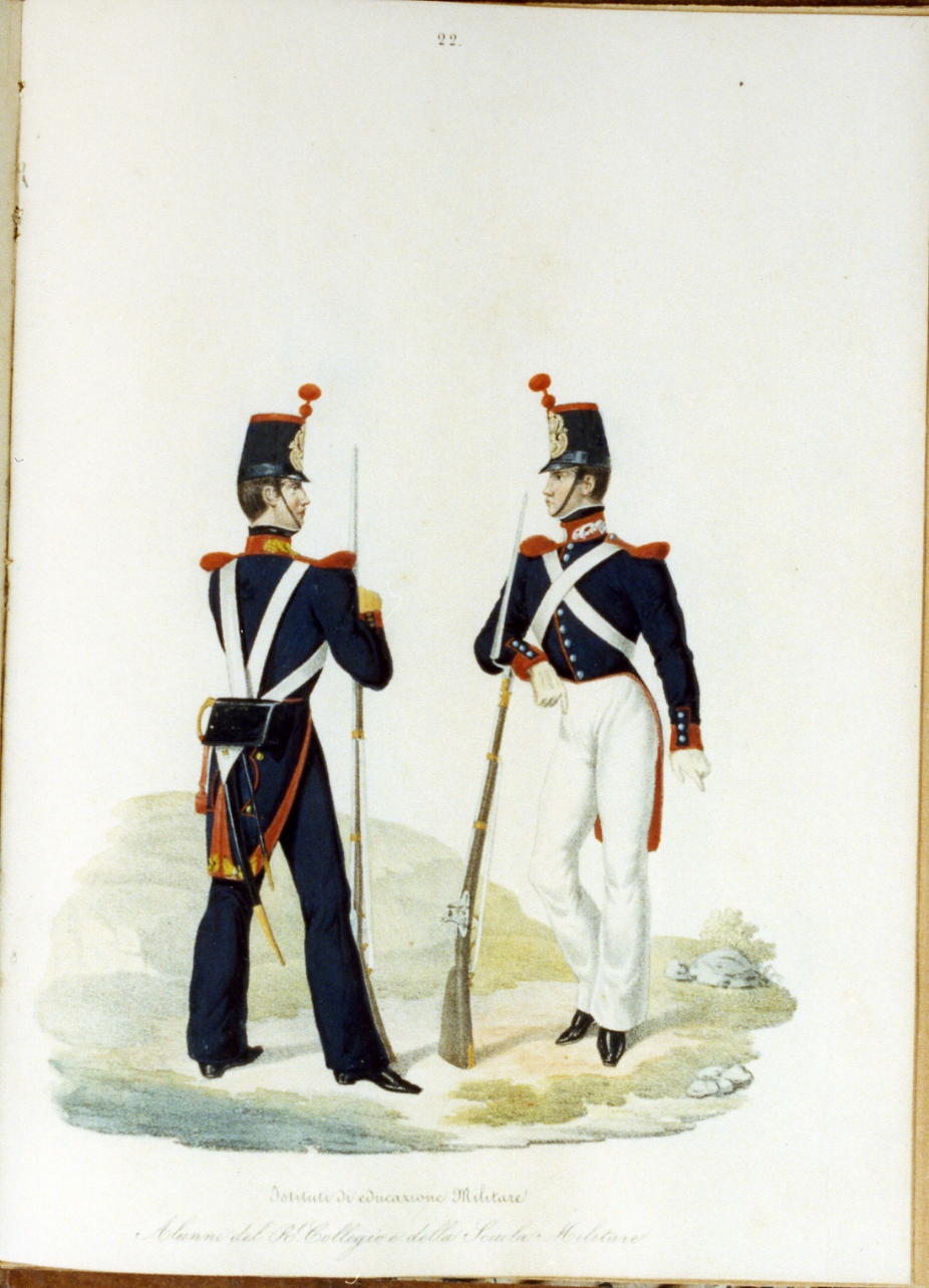 militare dell'esercito borbonico (stampa a colori) - ambito napoletano (sec. XIX)