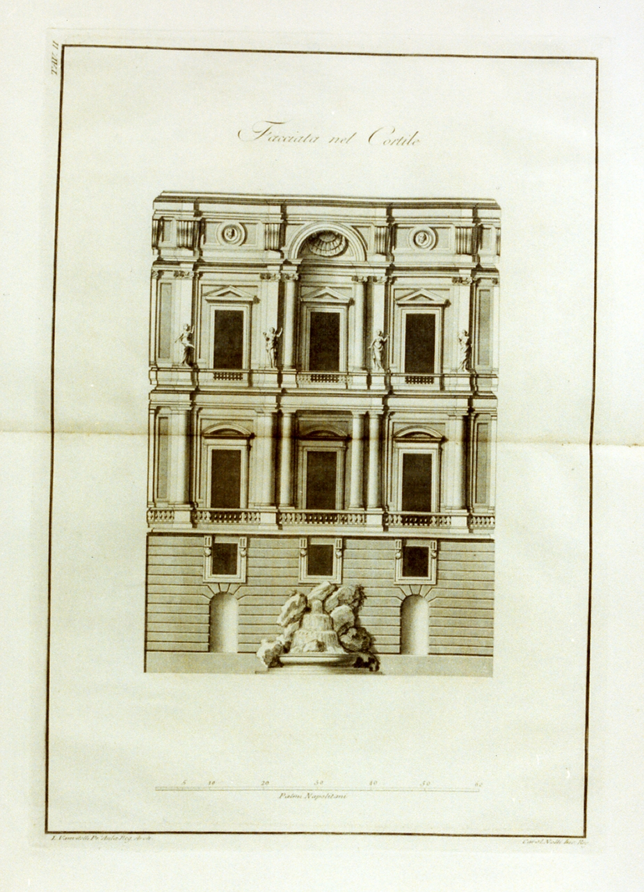 facciata del palazzo del duca d'Arcos a Napoli (stampa) di Vanvitelli Luigi, Nolli Carlo (sec. XVIII)