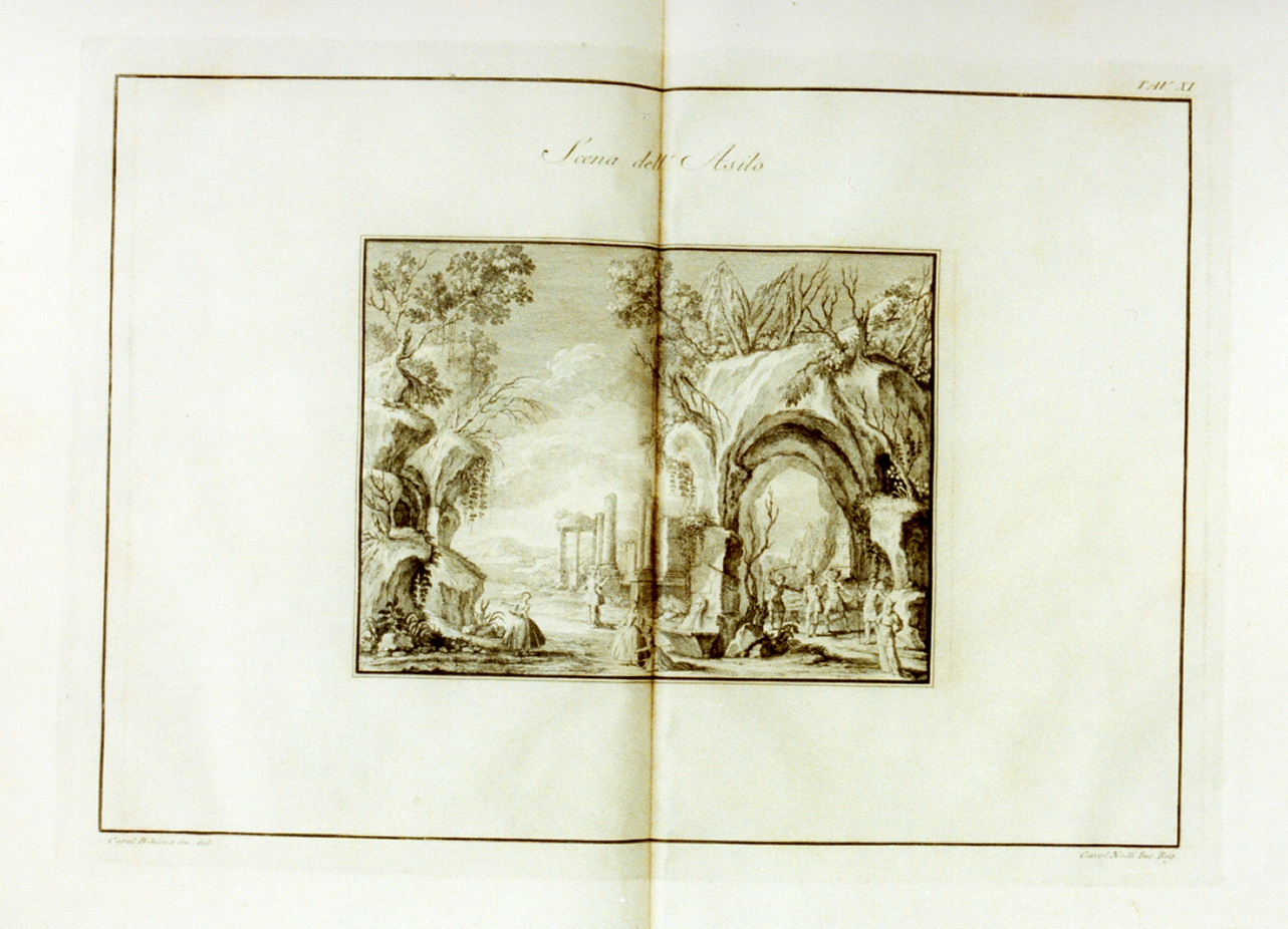 scenografia del teatro del palazzo d'Arcos a Napoli (stampa) di Nolli Carlo (sec. XVIII)