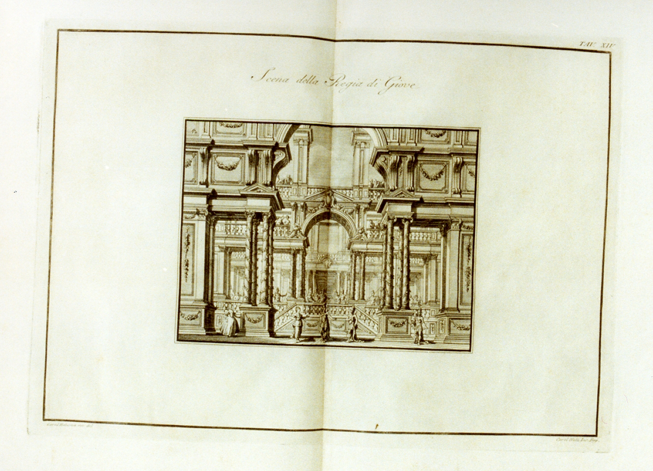 scenografia del teatro del palazzo d'Arcos a Napoli (stampa) di Nolli Carlo (sec. XVIII)