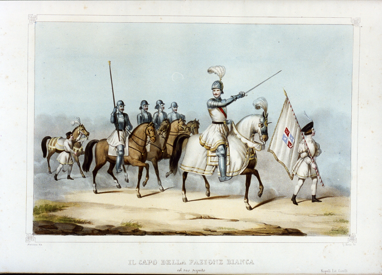personaggio del torneo di Caserta nel carnevale del 1846 (stampa a colori) di Mariani Gregorio (sec. XIX)