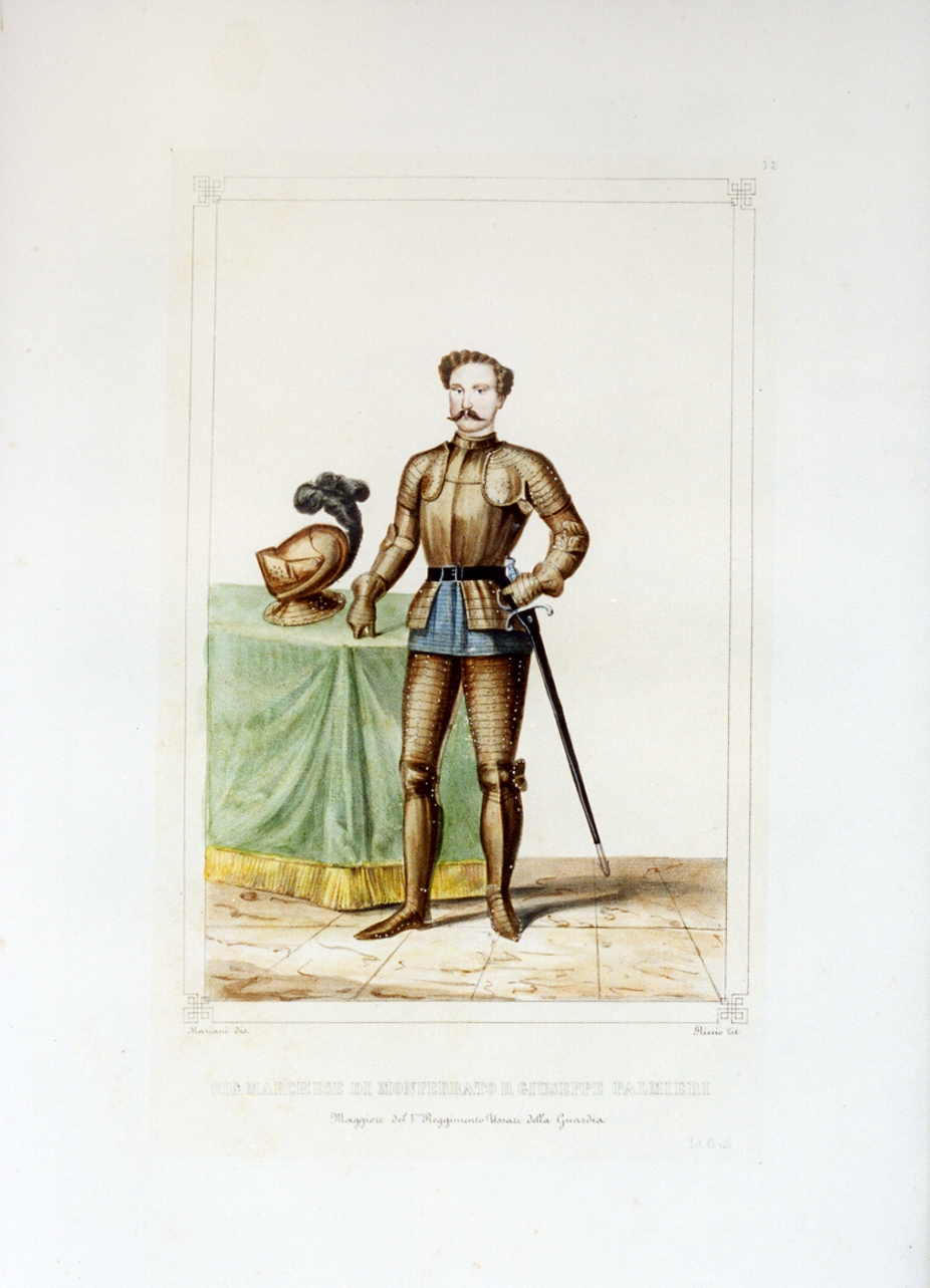 personaggio del torneo di Caserta nel carnevale del 1846 (stampa a colori) di Mariani Gregorio (sec. XIX)