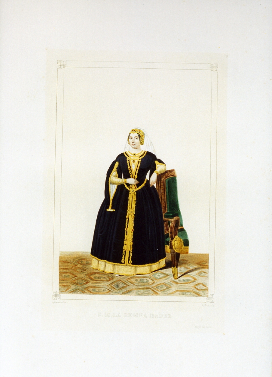 personaggio del torneo di Caserta nel carnevale del 1846 (stampa a colori) di Mariani Gregorio (sec. XIX)