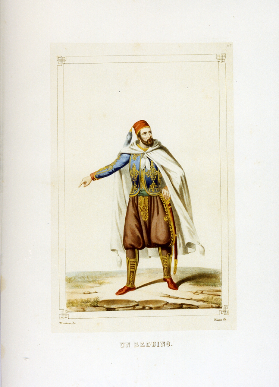 personaggio del torneo di Caserta nel carnevale del 1846 (stampa a colori) di Mariani Gregorio (sec. XIX)