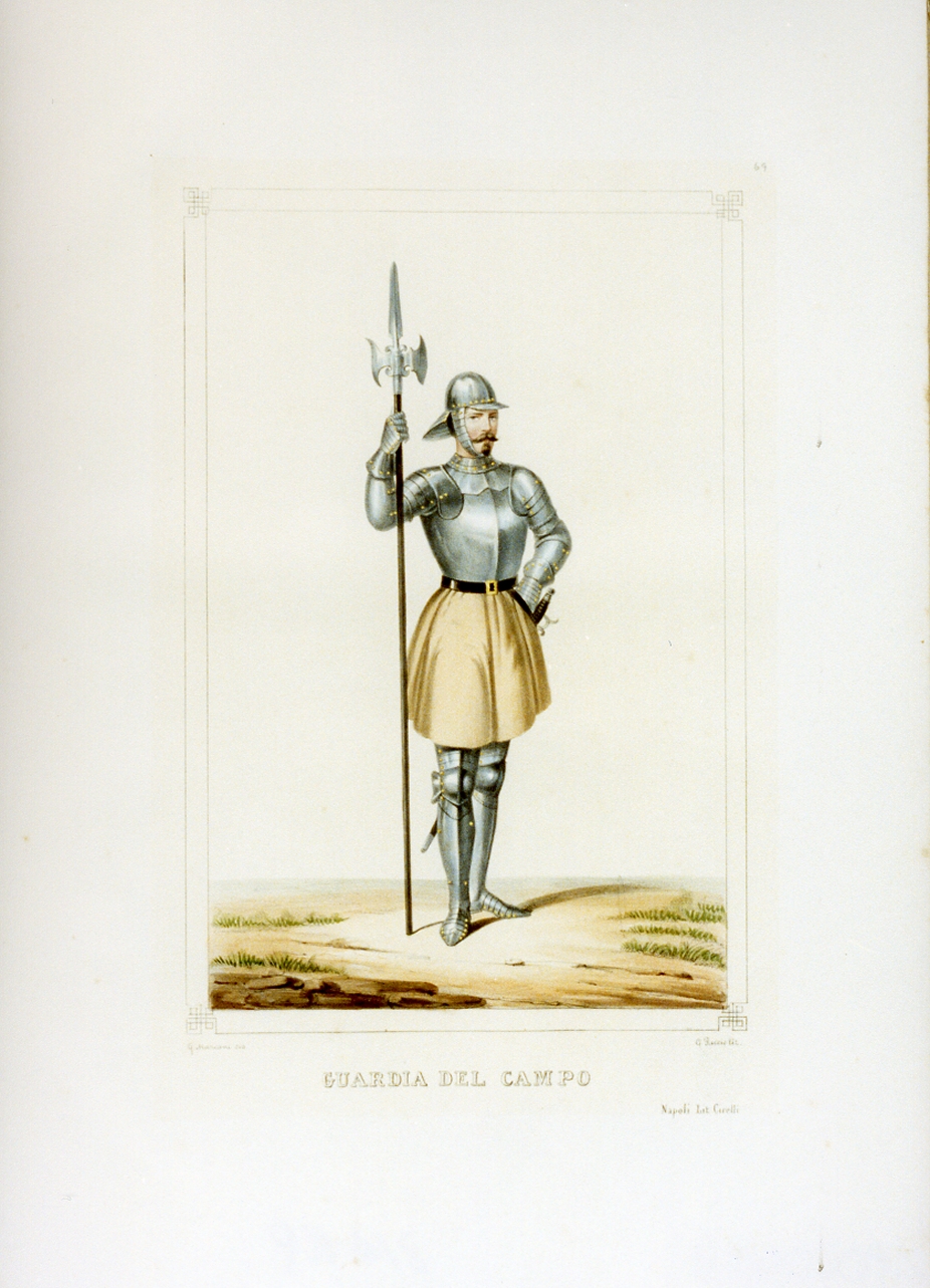 personaggio del torneo di Caserta nel carnevale del 1846 (stampa a colori) di Mariani Gregorio (sec. XIX)