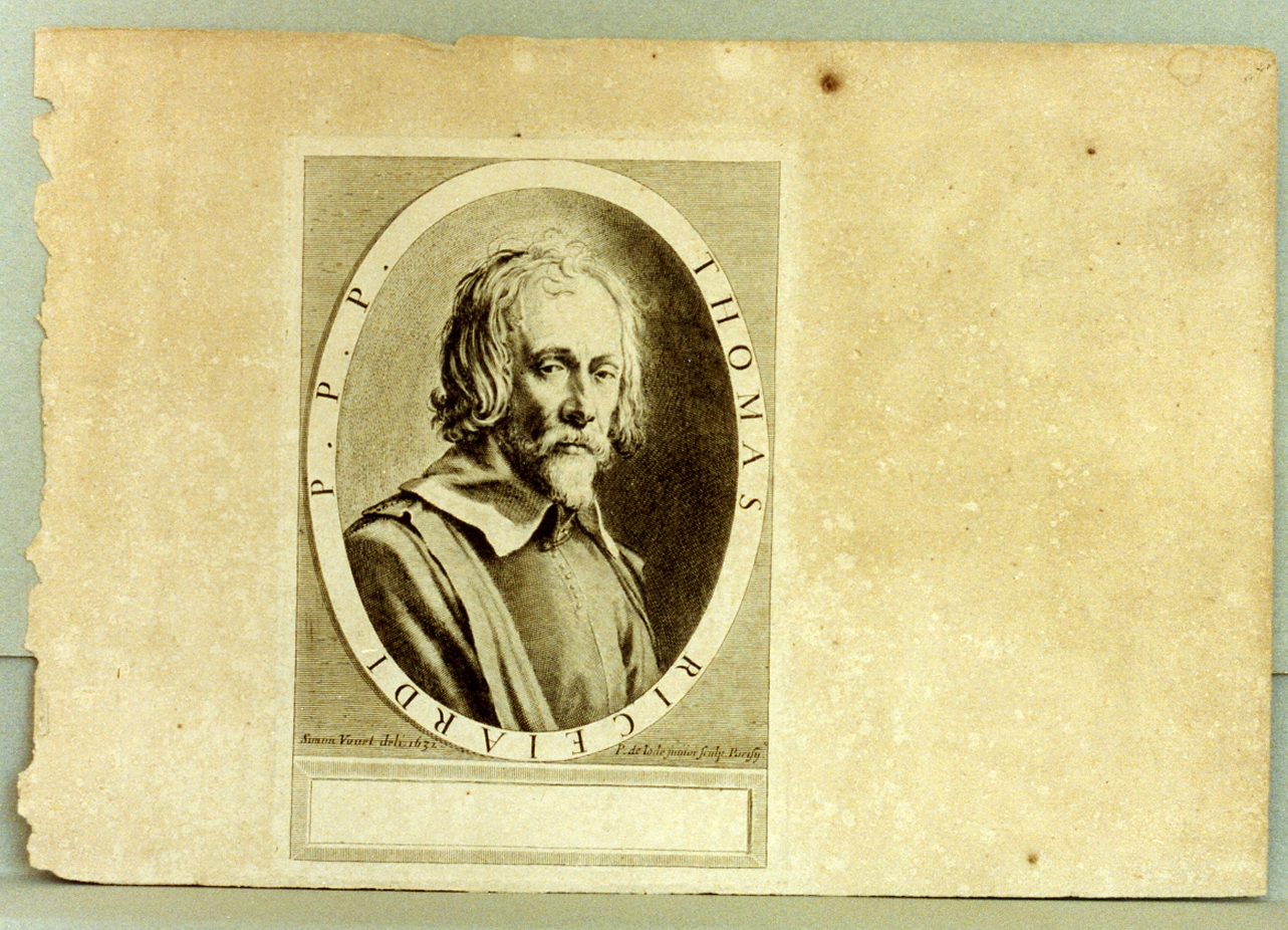 ritratto d'uomo (stampa tagliata) di Vouet Simon, De Jode Pieter (sec. XVII)