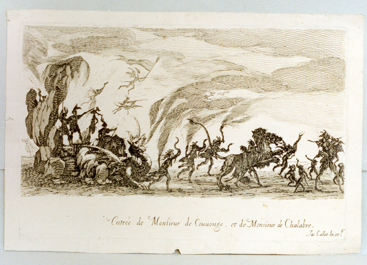 ingresso nella città dei signori di Couvogne e di Chalabre (stampa) di Callot Jacques (sec. XVII)