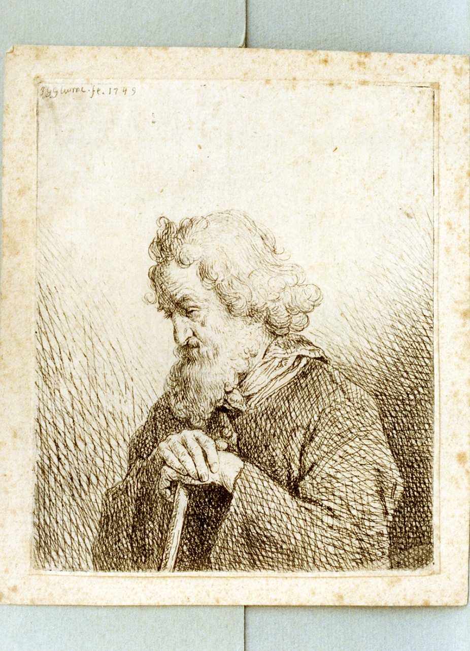 figura maschile di anziano (stampa) - ambito italiano (sec. XVIII)