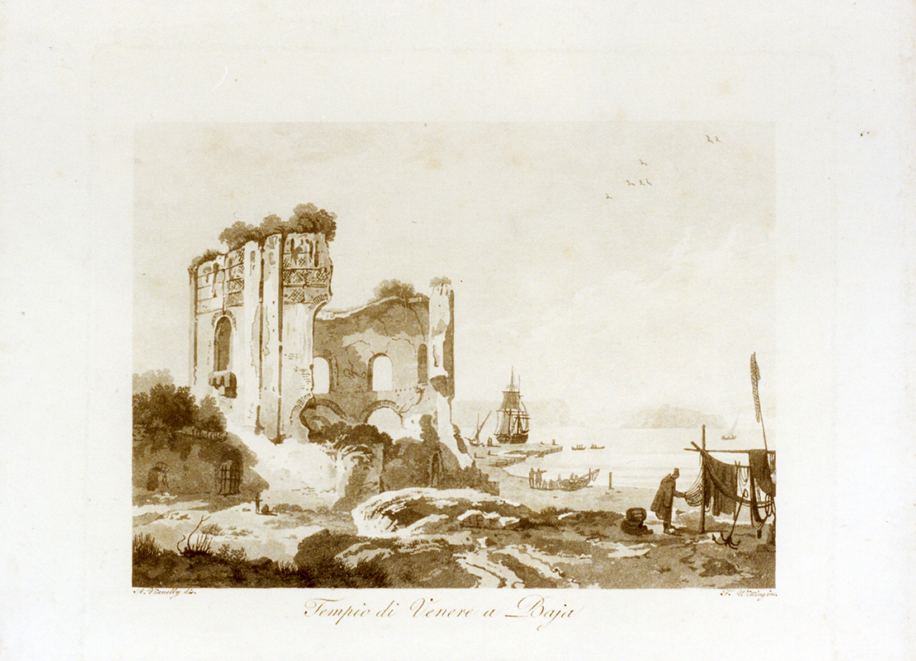 veduta delle rovine del tempio di Venere a Baja (stampa) di Vianelli Achille (metà sec. XIX)