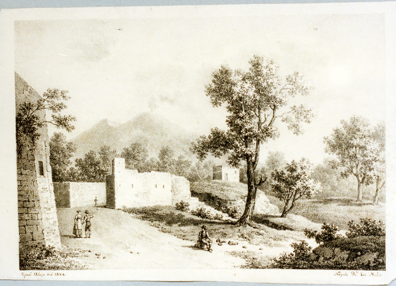paesaggio vesuviano (stampa) di Aloja Gennaro (sec. XIX)