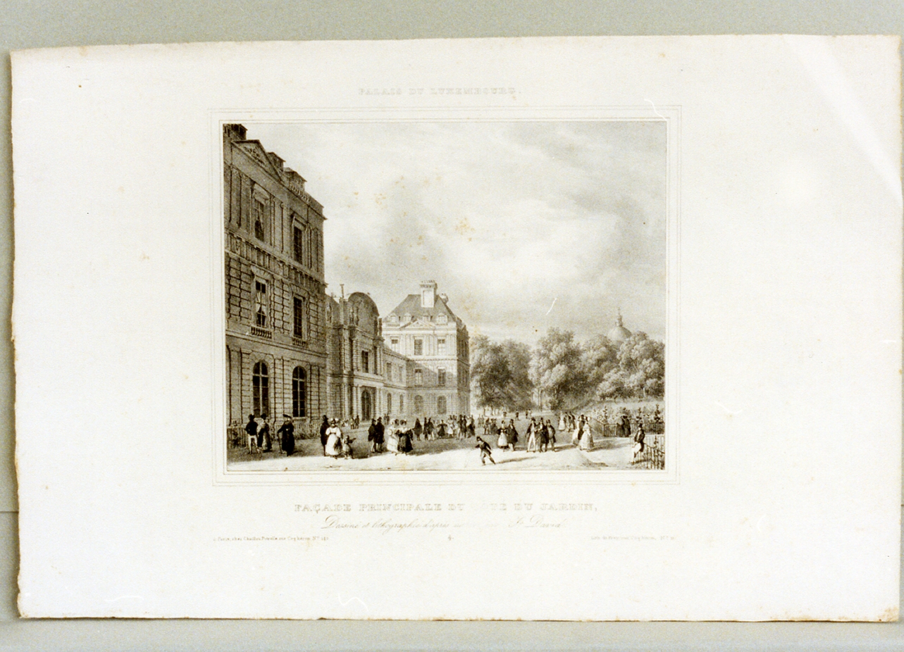 veduta del palazzo del Lussemburgo a Parigi (stampa) di David Jules (sec. XIX)