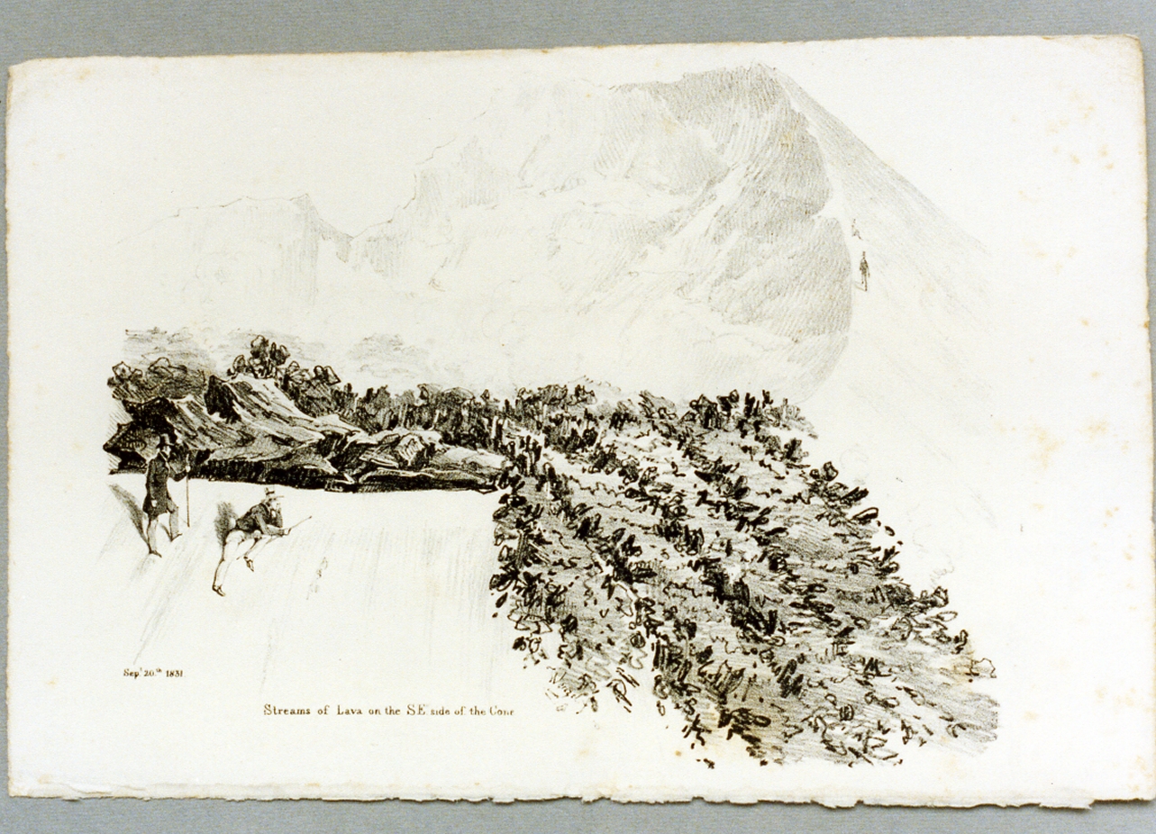 torrenti di lava del Vesuvio (stampa) di Wenzel Francesco (sec. XIX)