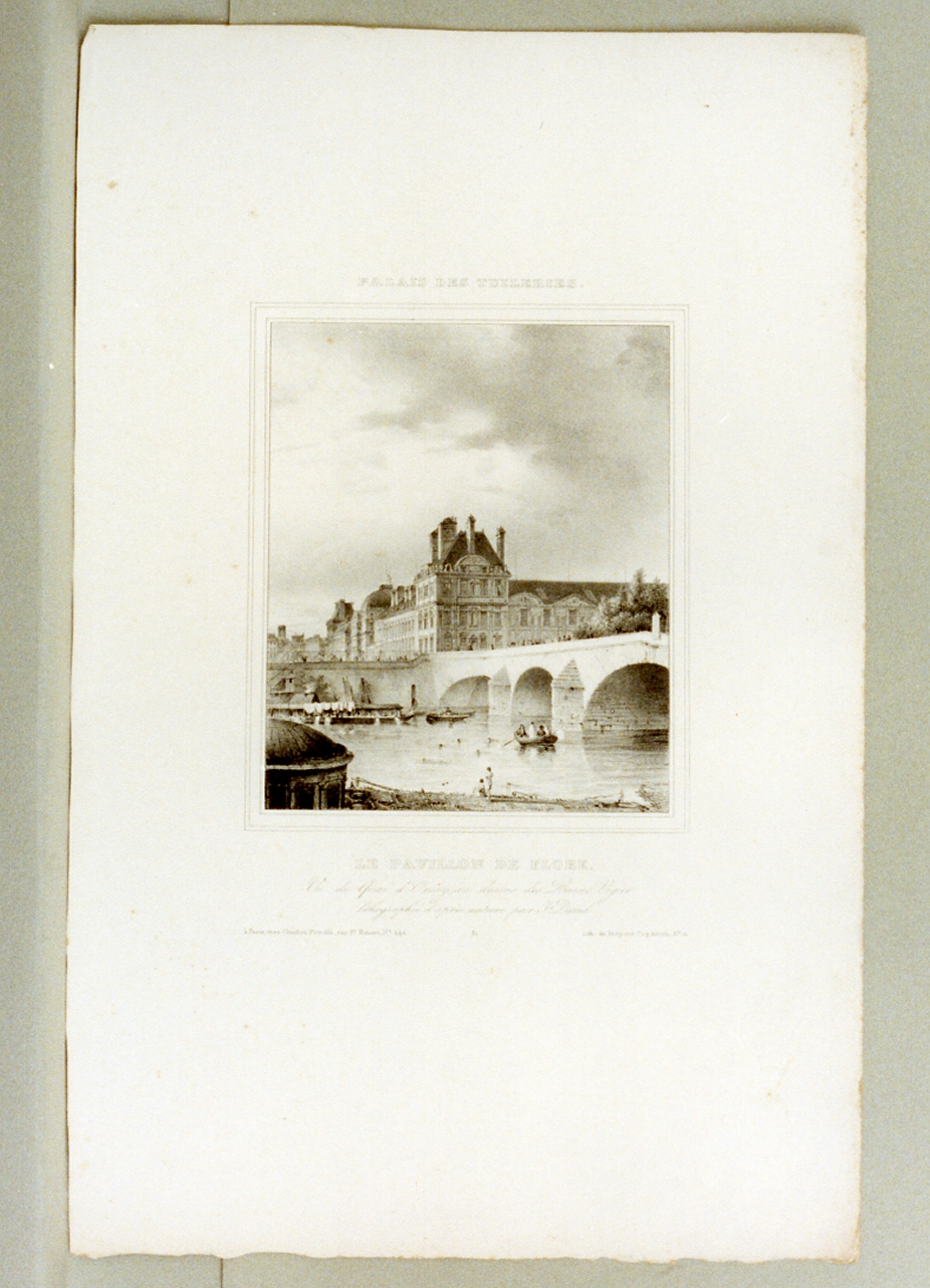 paesaggio con architetture (stampa) di David Jules (sec. XIX)