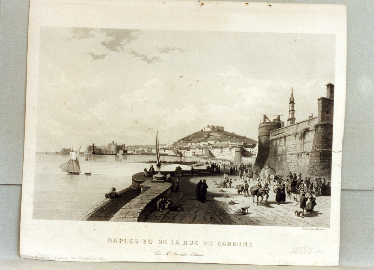 veduta di Napoli dal Carmine (stampa) di Cherbuin Louis (sec. XIX)
