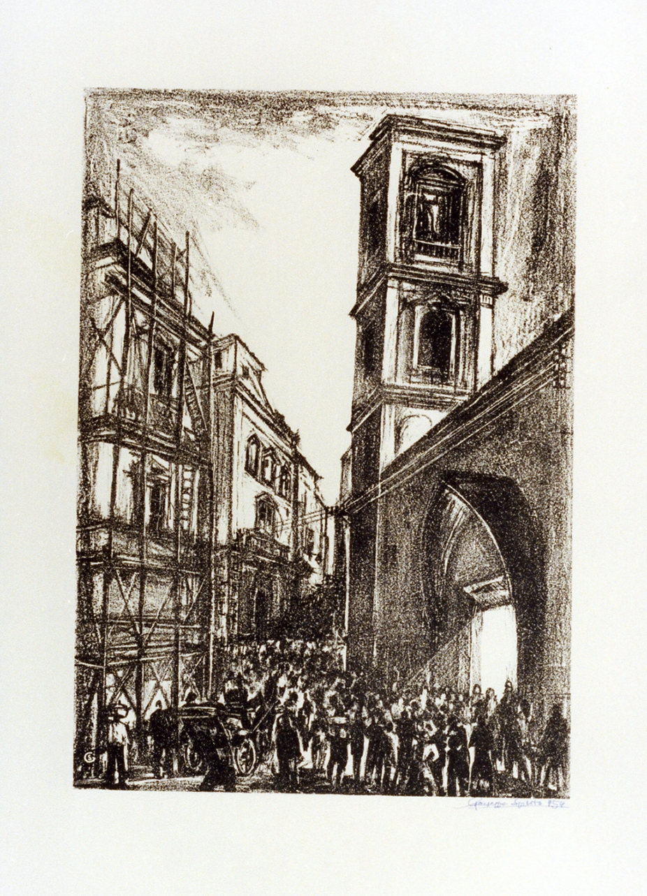 processione di San Gennaro (stampa) di Spirito Giuseppe (sec. XX)