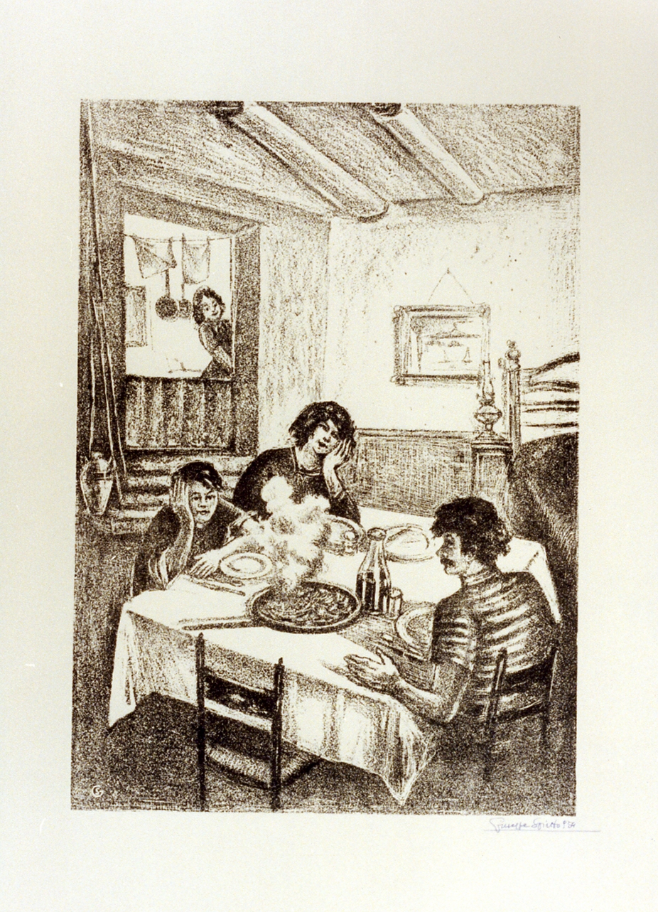 scena familiare (stampa) di Spirito Giuseppe (sec. XX)