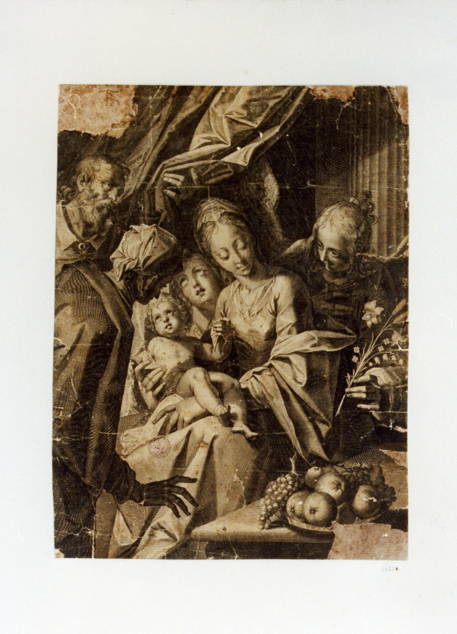 Sacra Famiglia (stampa) di Pontius Paul - ambito italiano (sec. XVII)