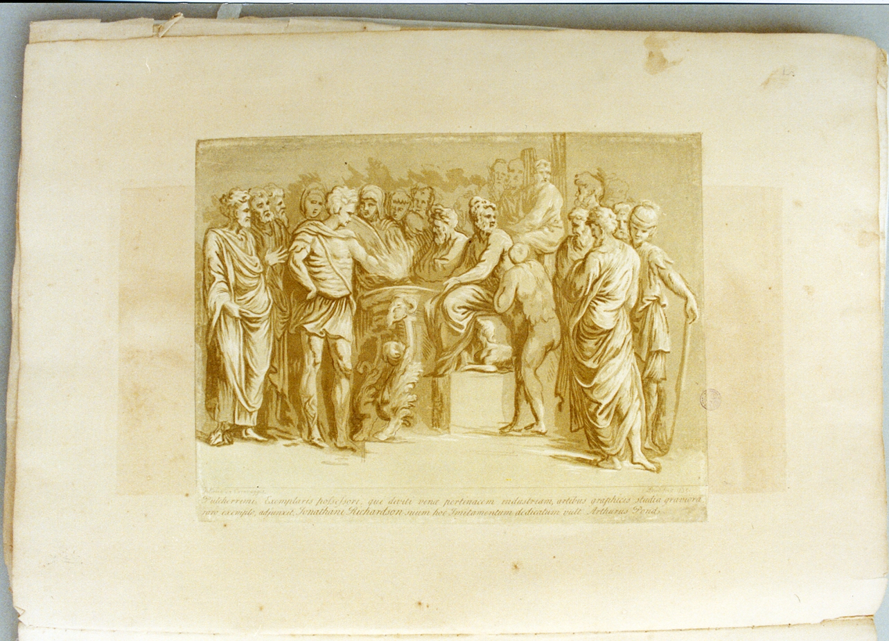 Muzio scevola davanti al re Porsenna (stampa a colori) di Pond Arthur (sec. XVIII)