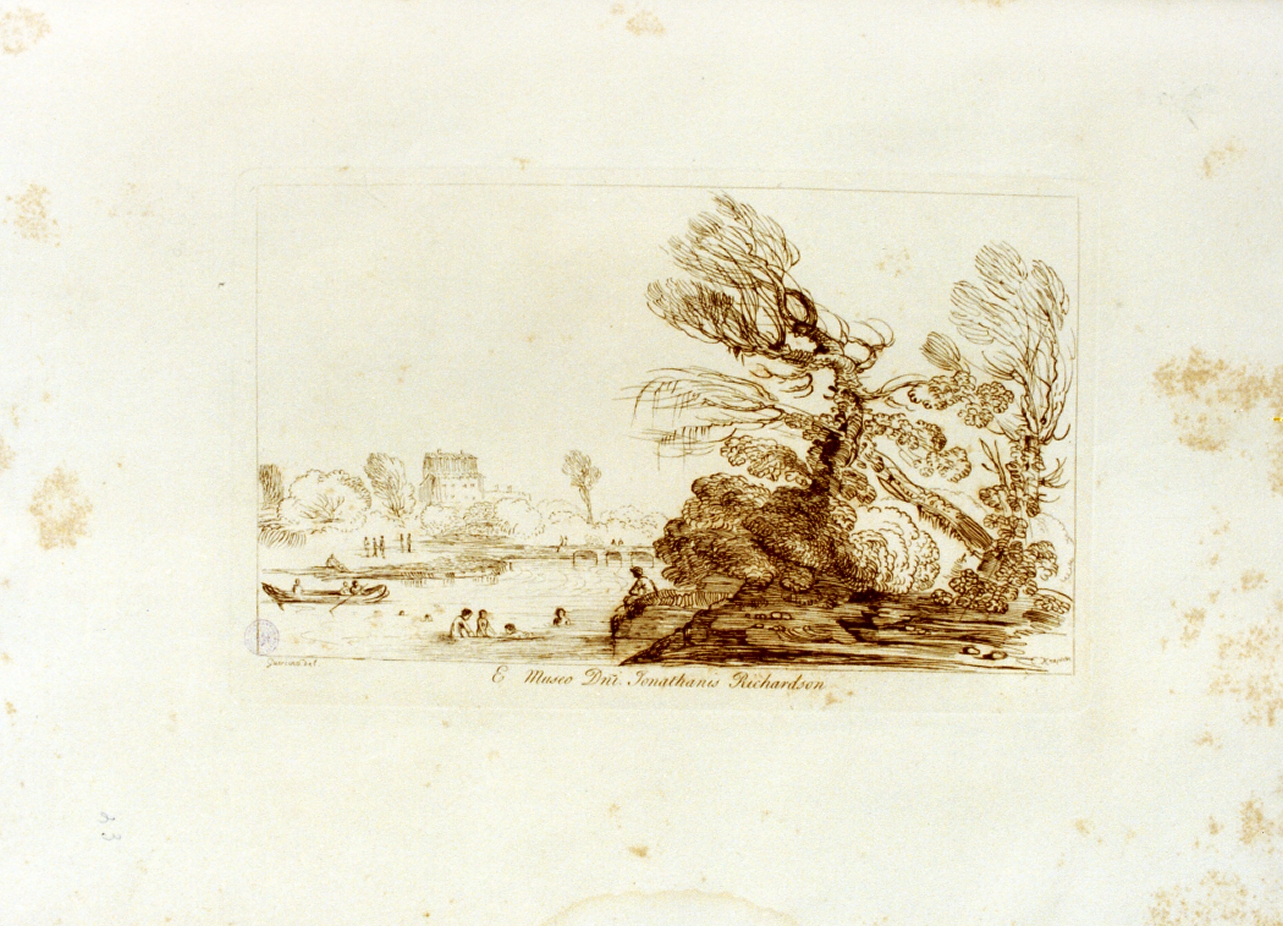 paesaggio fluviale (stampa) di Knapton Charles (sec. XVIII)