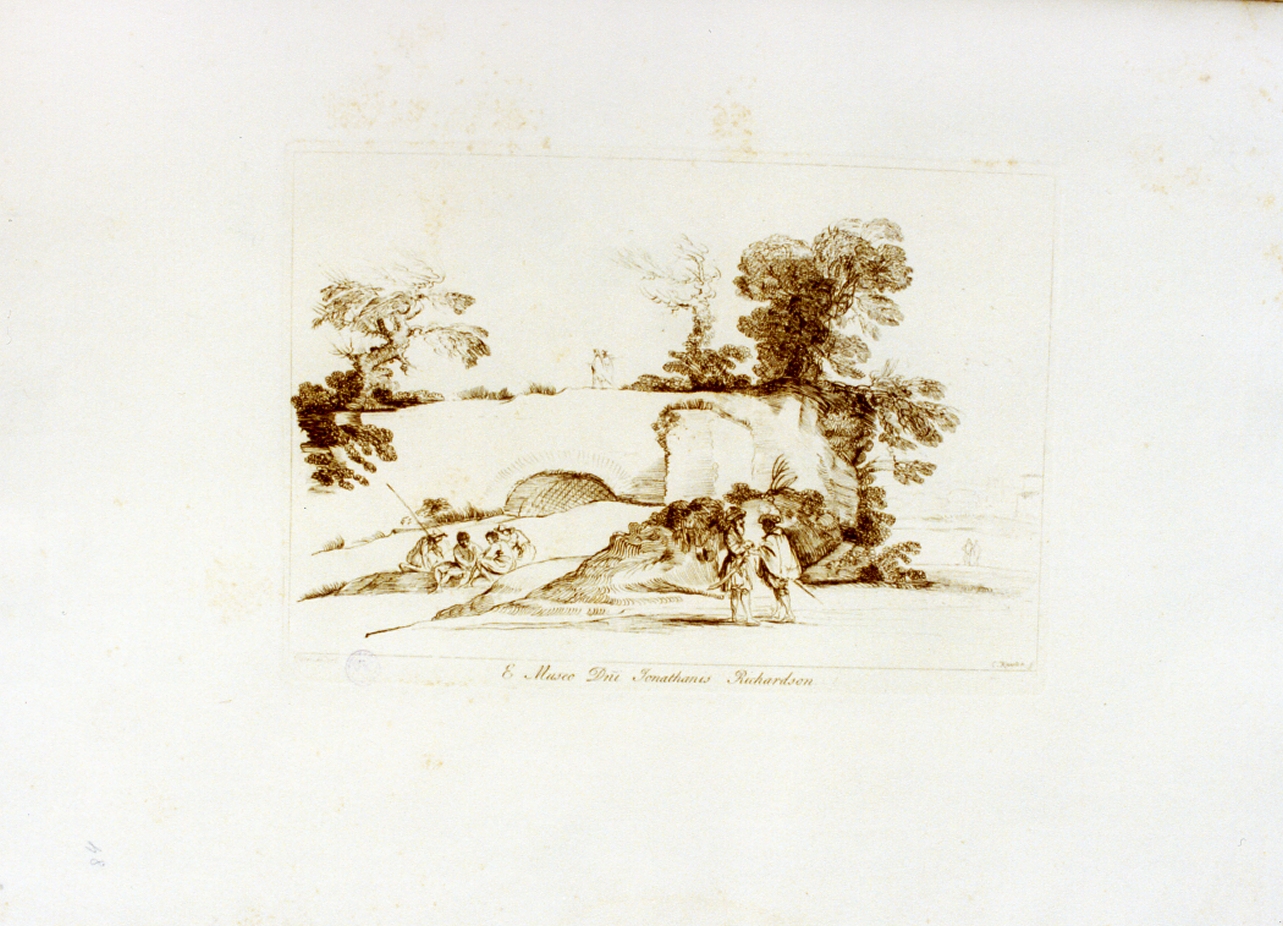 paesaggio con figure (stampa) di Knapton Charles (sec. XVIII)