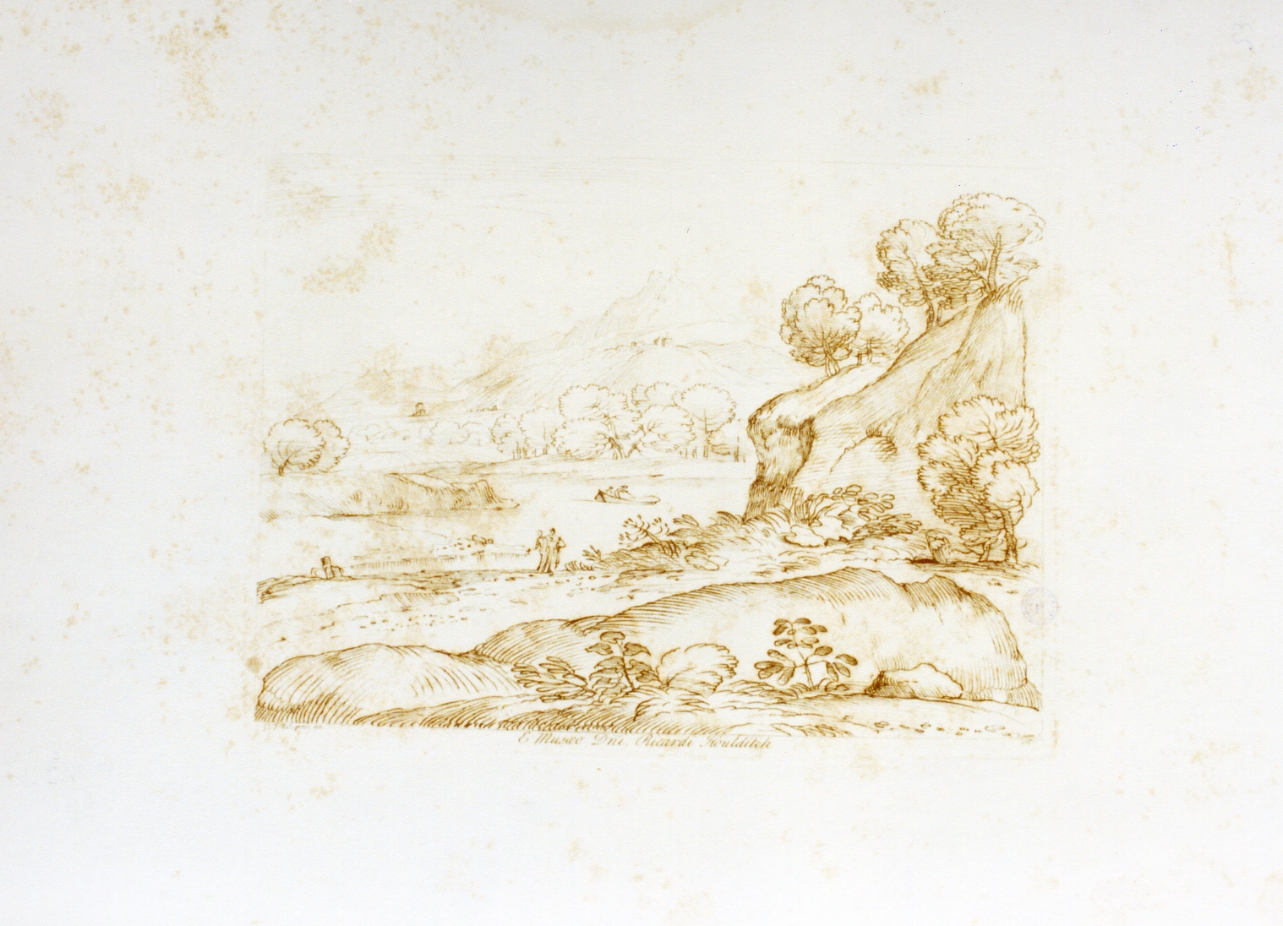 paesaggio fluviale (stampa) di Knapton Charles (sec. XVIII)