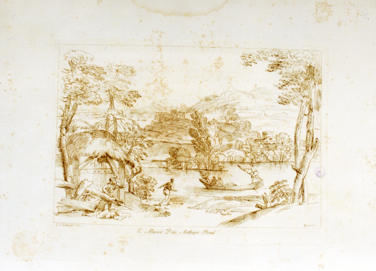 paesaggio fluviale (stampa) di Knapton Charles (sec. XVIII)