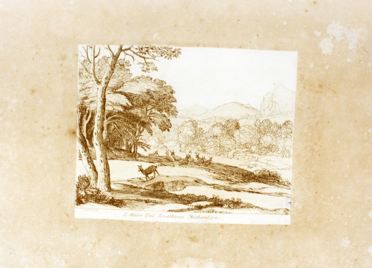 paesaggio fluviale (stampa a colori) di Knapton Charles (sec. XVIII)
