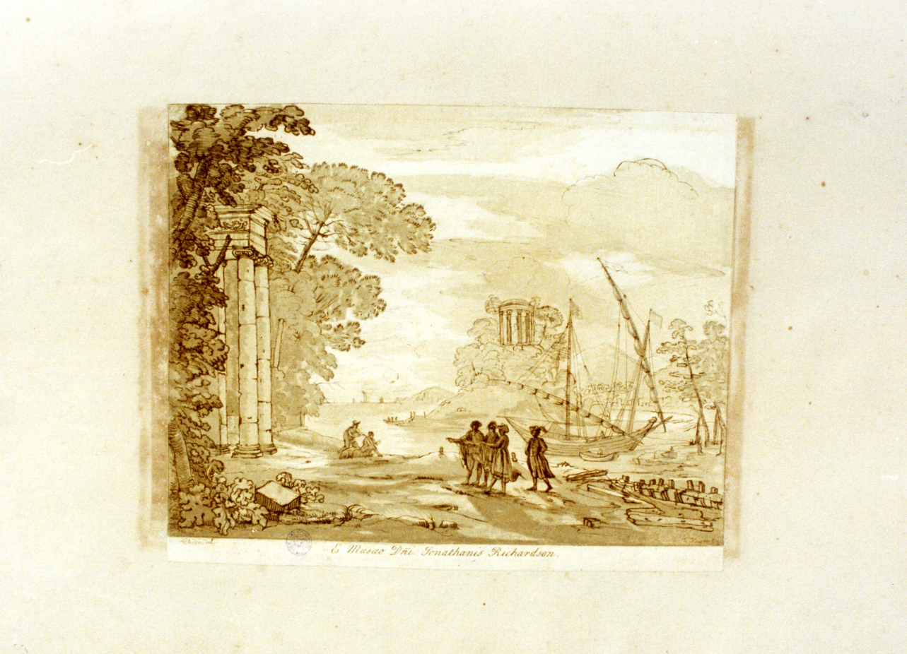 paesaggio con rovine (stampa a colori) di Knapton Charles (sec. XVIII)