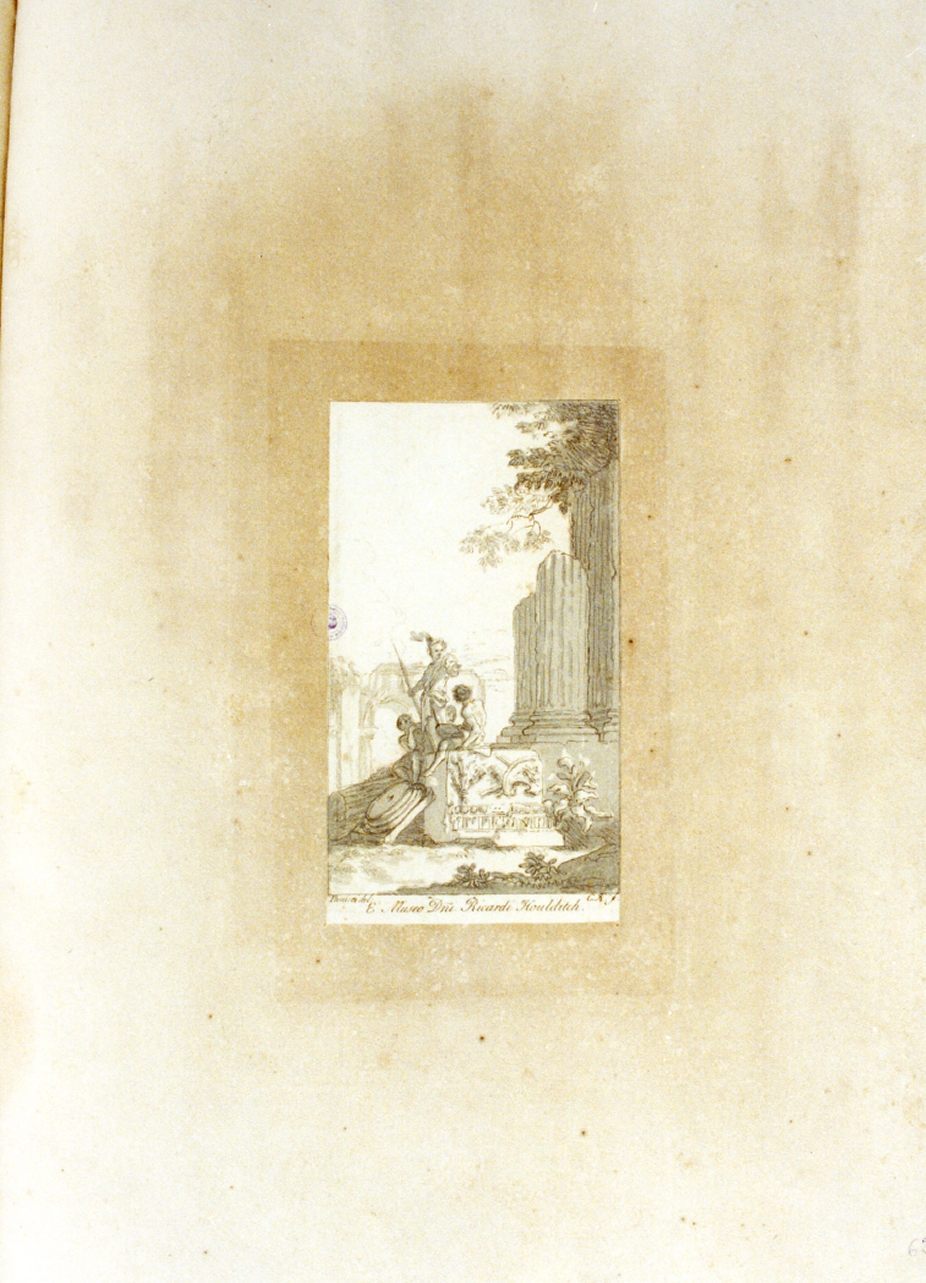 paesaggio con rovine (stampa a colori) di Knapton Charles (sec. XVIII)