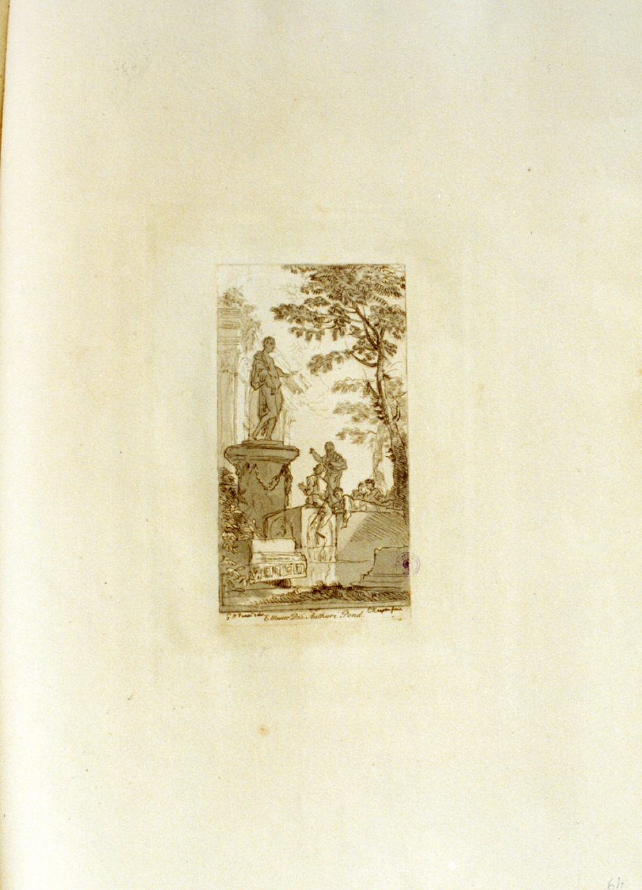 paesaggio con rovine (stampa a colori) di Knapton Charles (sec. XVIII)
