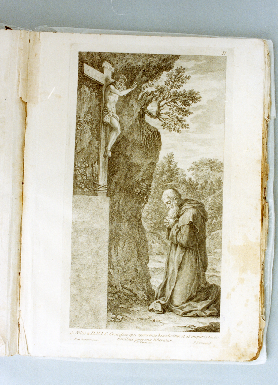 Santo in preghiera (stampa) di Bartolozzi Francesco (sec. XVIII)
