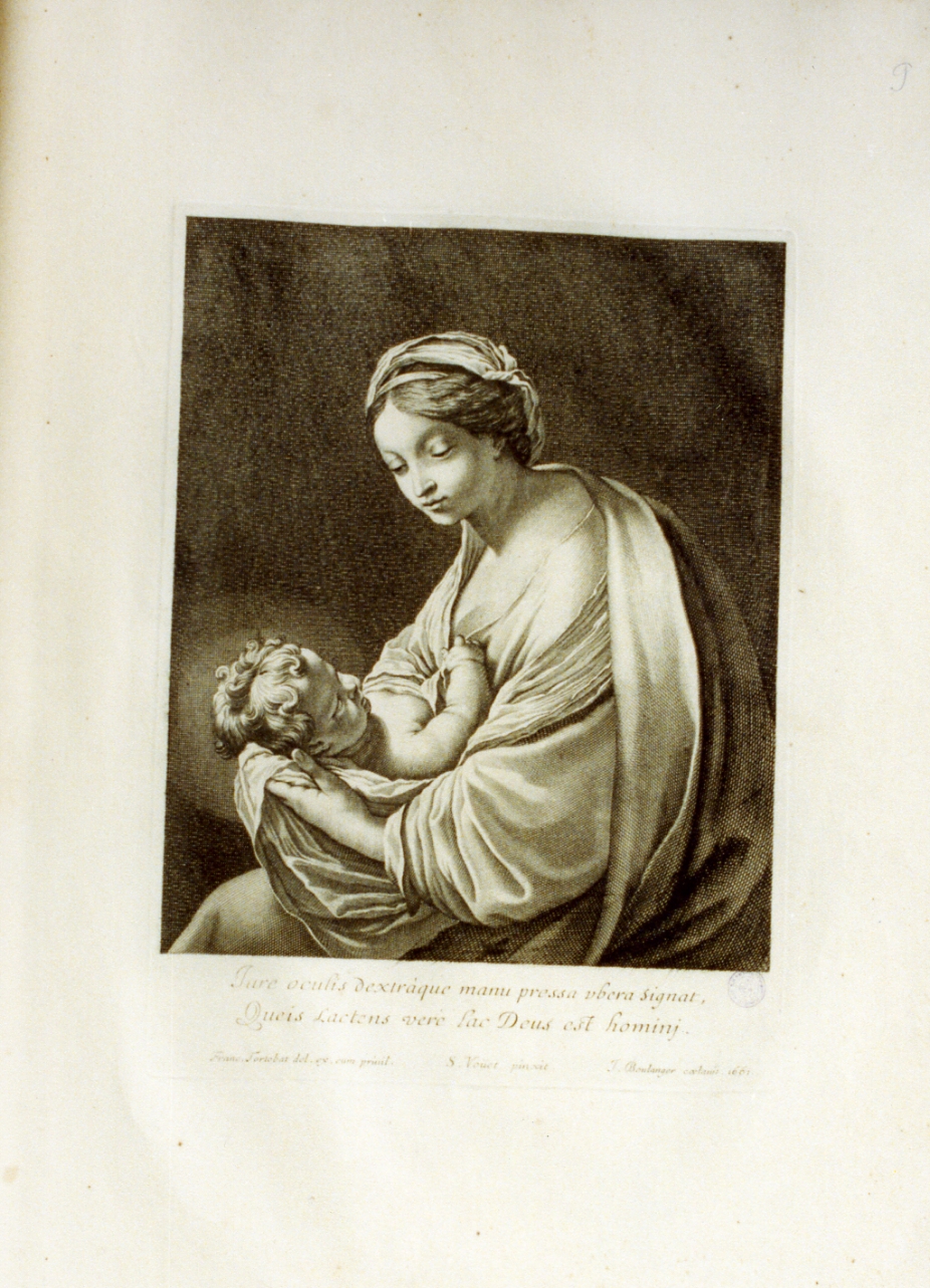 Madonna con Bambino (stampa) di Vouet Simon, Tortebat François, Boullanger Jean (sec. XVII)