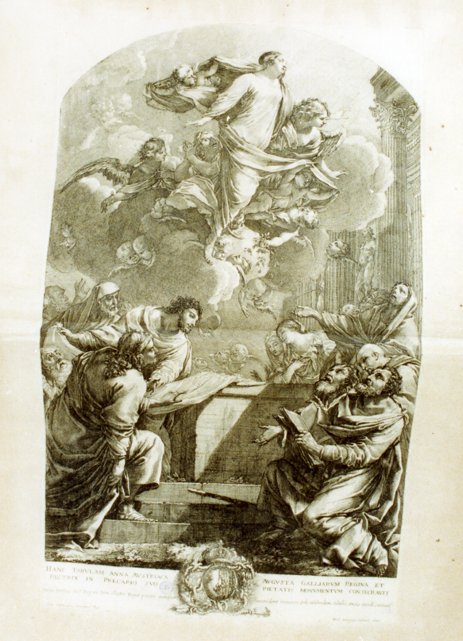 assunzione della Madonna (stampa) di Vouet Simon, Dorigny Michel (sec. XVII)