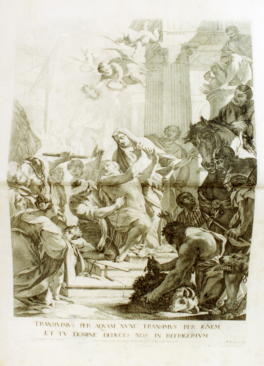 martirio di Sant'Eustachio (stampa) di Vouet Simon, Dorigny Michel (sec. XVII)