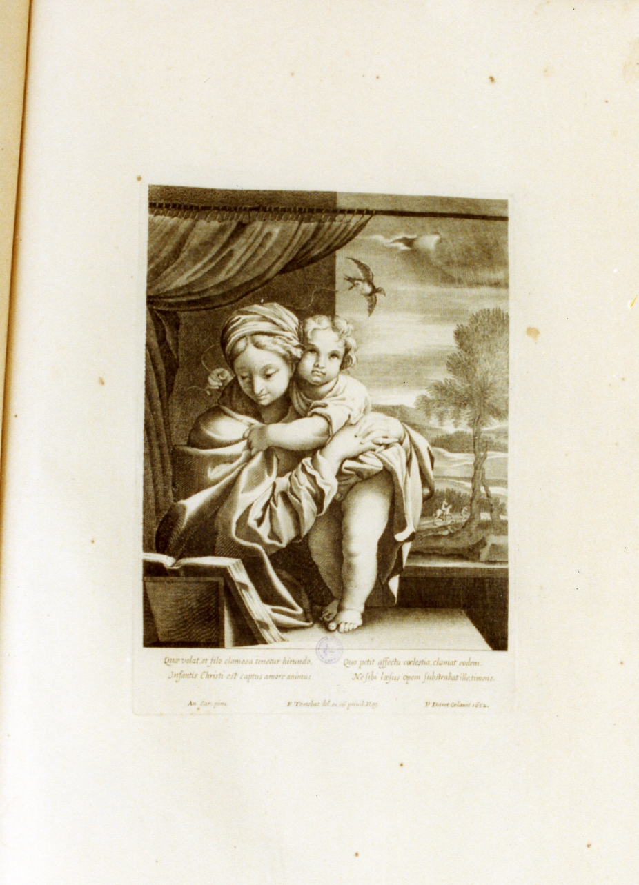 Madonna con Bambino (stampa) di Tortebat François, Carracci Annibale (sec. XVII)