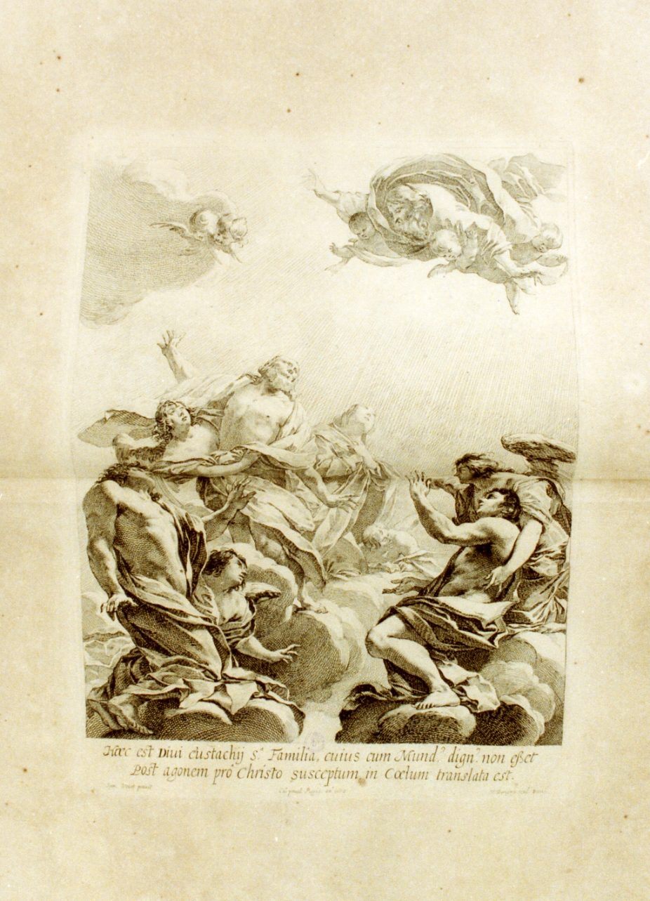 Sant'Eustachio e la sua famiglia salgono alla gloria del cielo (stampa) di Vouet Simon, Dorigny Michel (sec. XVII)