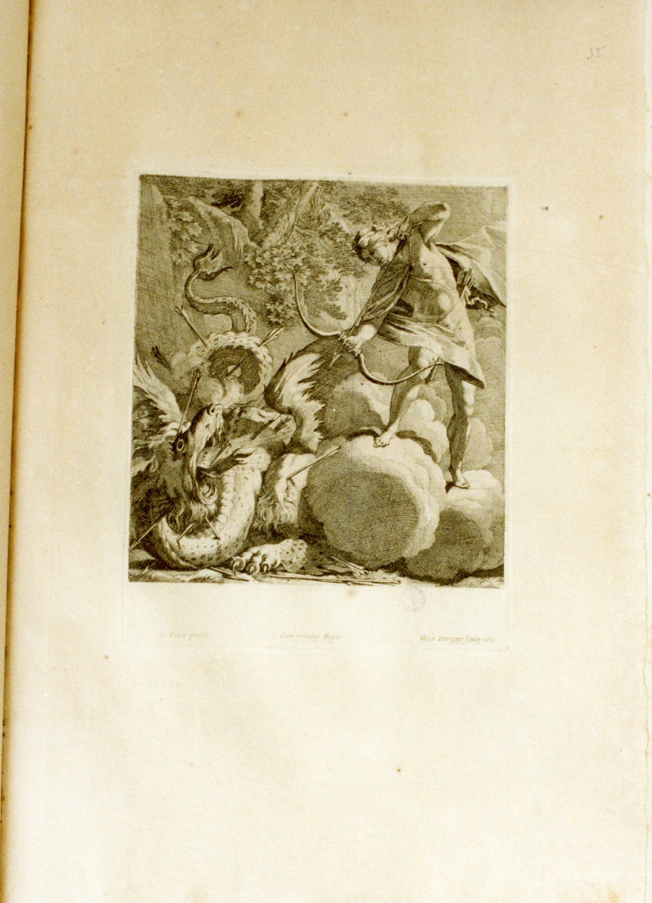 Apollo uccide Pitone (stampa) di Dorigny Michel (sec. XVII)