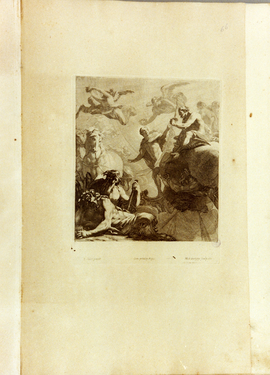 Apollo concede a Fetonte di guidare il carro del sole (stampa) di Vouet Simon, Dorigny Michel (sec. XVII)