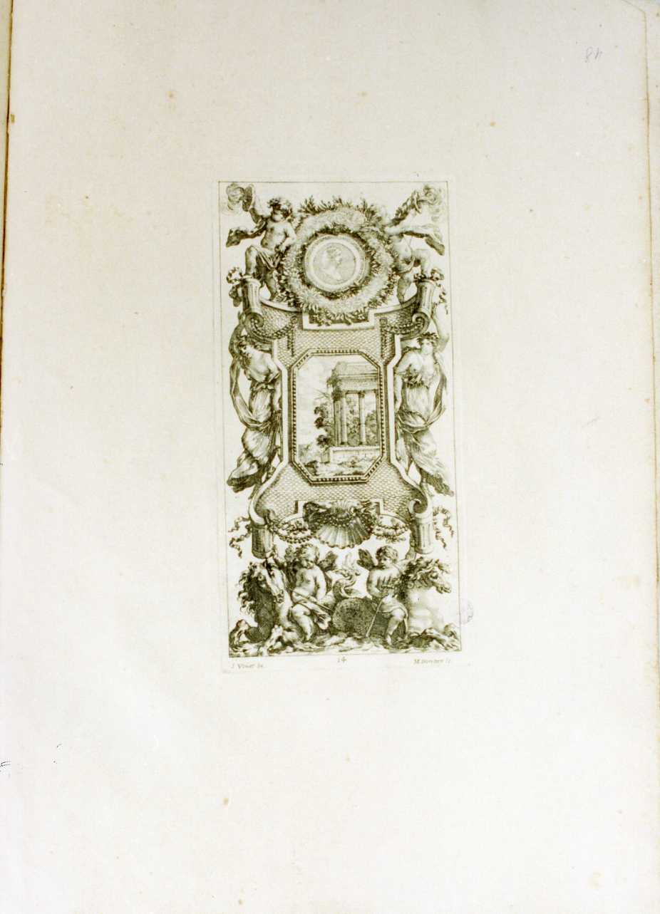 motivi decorativi a grottesche (stampa) di Vouet Simon, Dorigny Michel (sec. XVII)