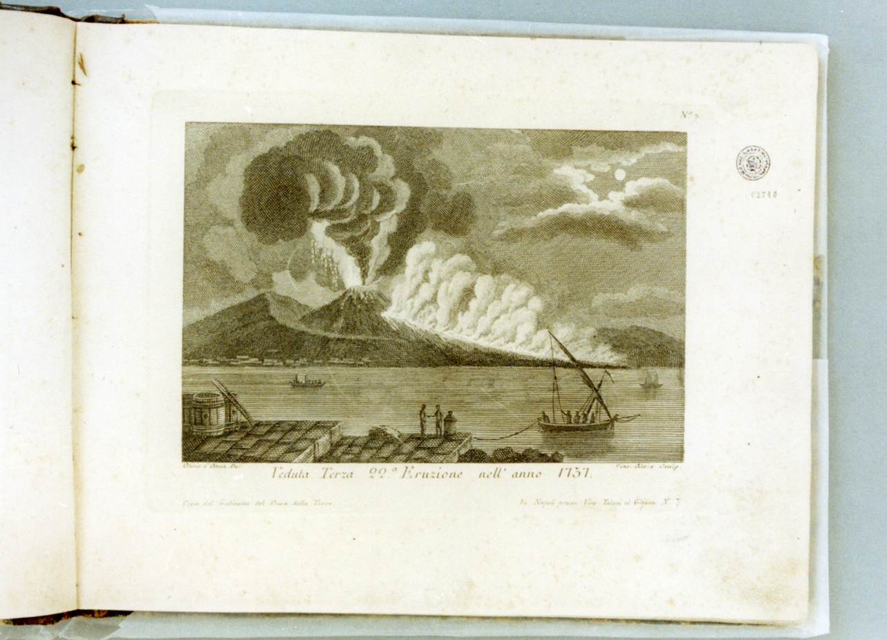 veduta del Vesuvio (stampa) di Alloja Vincenzo (secc. XVIII/ XIX)