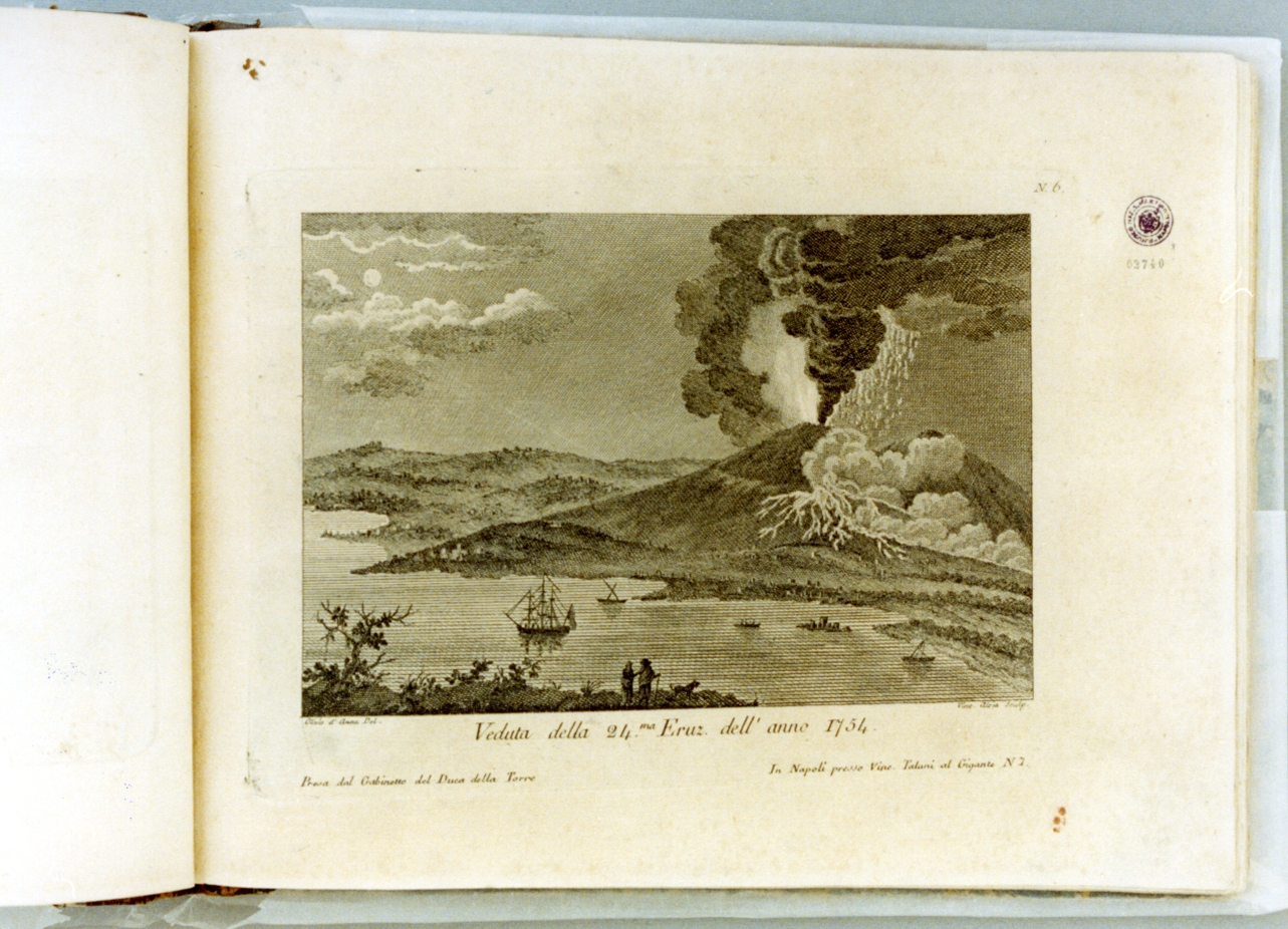 veduta del Vesuvio (stampa) di Alloja Vincenzo (secc. XVIII/ XIX)