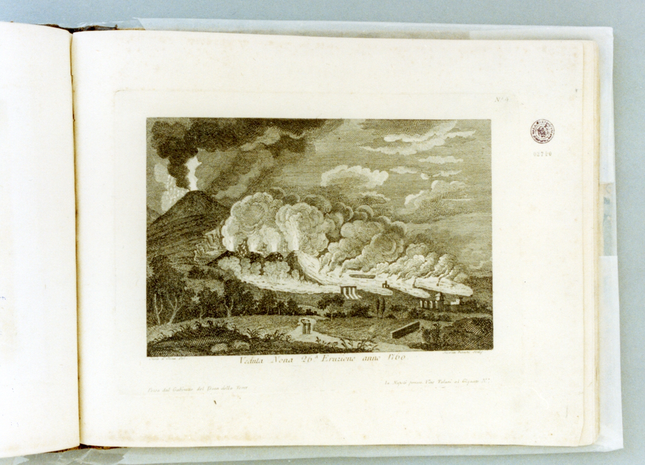 veduta del Vesuvio in eruzione (stampa) di Bianchi Secondo (secc. XVIII/ XIX)