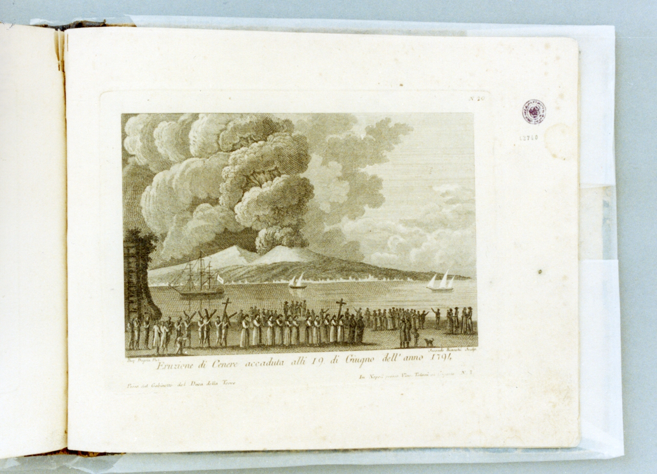 veduta del Vesuvio in eruzione (stampa) di Bianchi Secondo (secc. XVIII/ XIX)