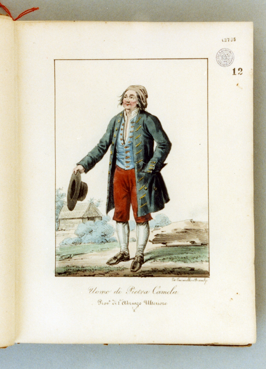 figura maschile in costume tradizionale (stampa a colori) di Cuciniello Domenico, Bianchi Lorenzo (sec. XIX)