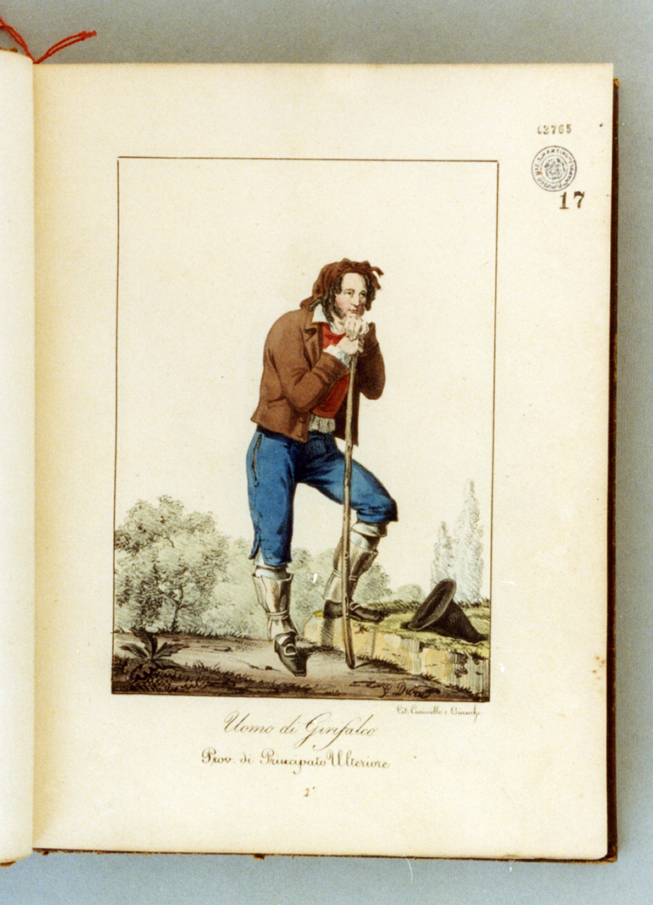figura maschile in costume tradizionale (stampa a colori) di Dura Gaetano, Bianchi Lorenzo, Cuciniello Domenico (sec. XIX)