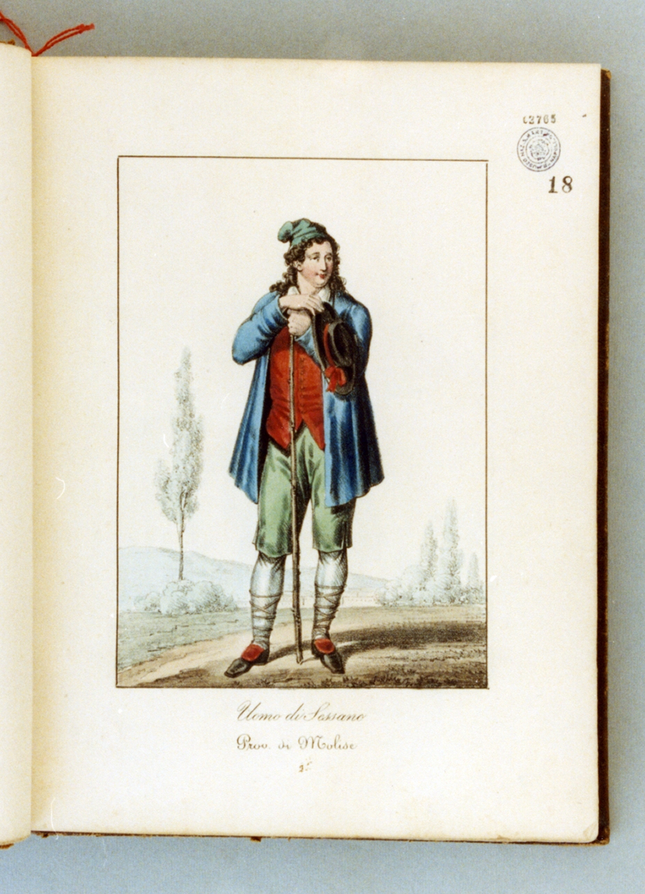 figura maschile in costume tradizionale (stampa a colori) di Cuciniello Domenico, Bianchi Lorenzo (sec. XIX)
