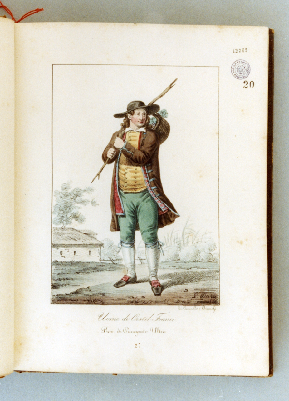 figura maschile in costume tradizionale (stampa a colori) di Cuciniello Domenico, Dura Gaetano, Bianchi Lorenzo (sec. XIX)