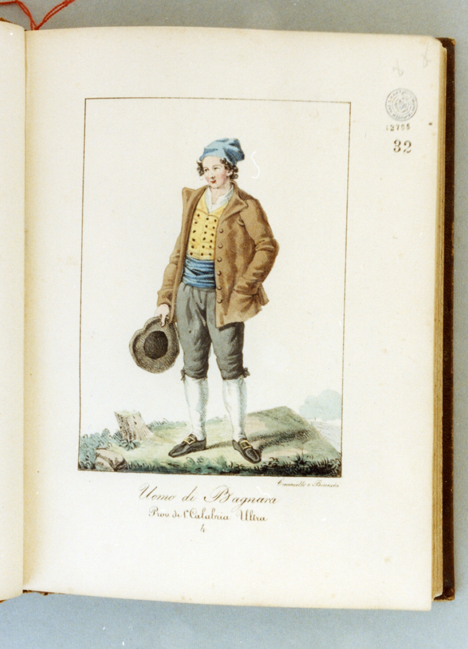 figura maschile in costume tradizionale (stampa a colori) di Cuciniello Domenico, Bianchi Lorenzo (sec. XIX)