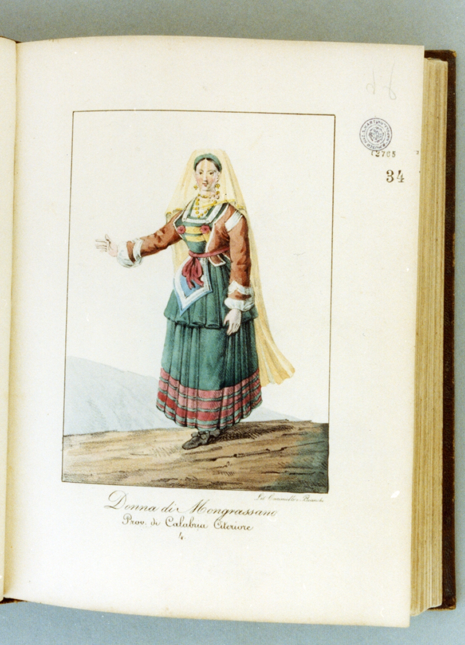 figura femminile in costume tradizionale (stampa a colori) di Cuciniello Domenico, Bianchi Lorenzo (sec. XIX)