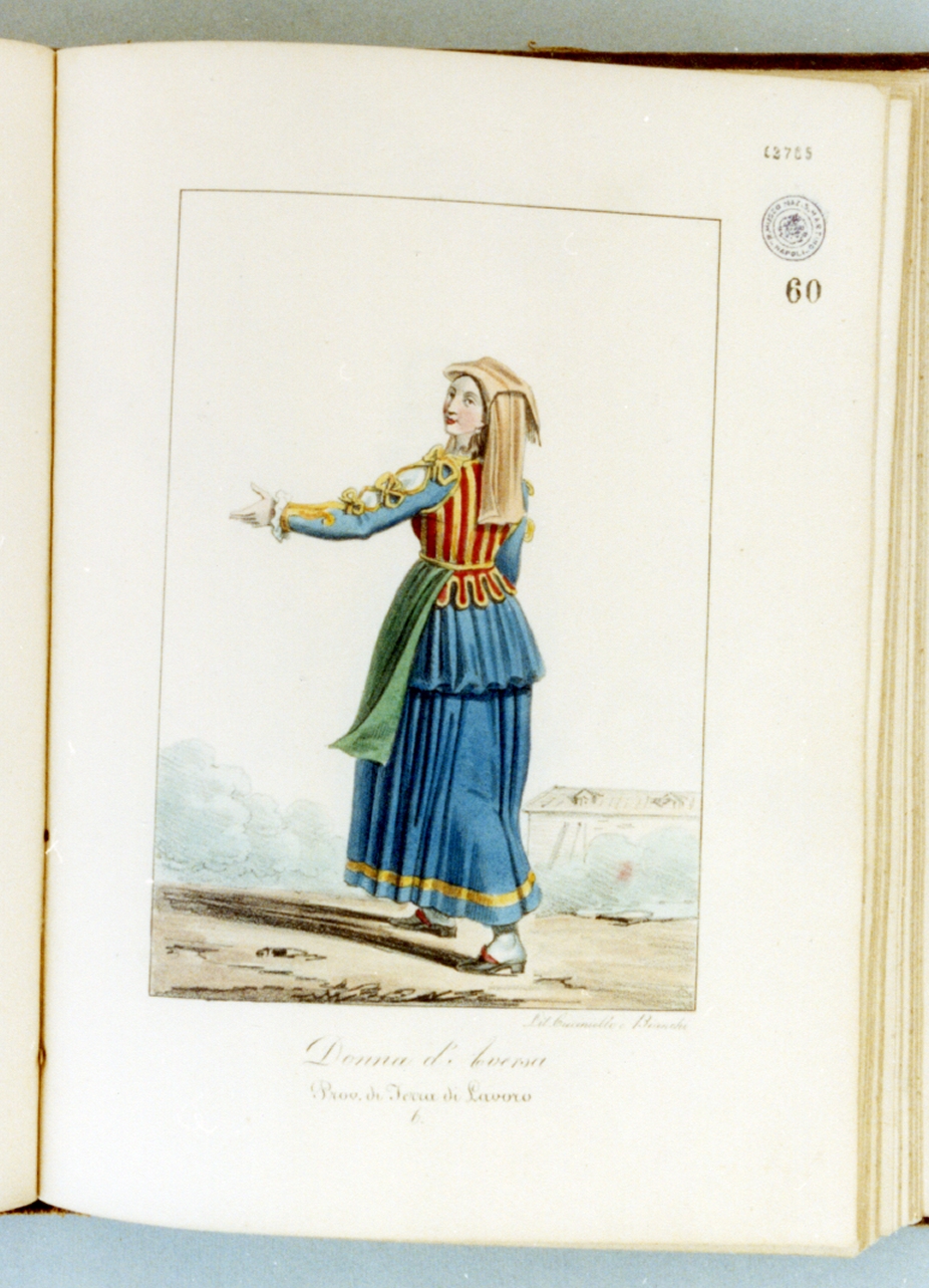 figura femminile in costume tradizionale (stampa a colori) di Cuciniello Domenico, Bianchi Lorenzo (sec. XIX)